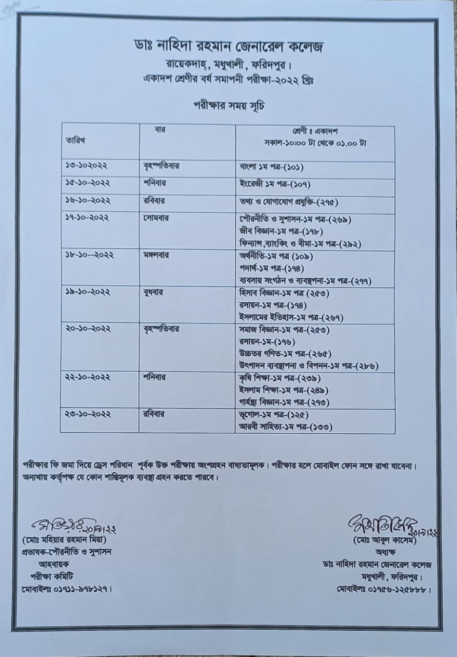 একাদশ-শ্রেণীর-বর্ষ-সমাপনী-পরীক্ষা-২০২২